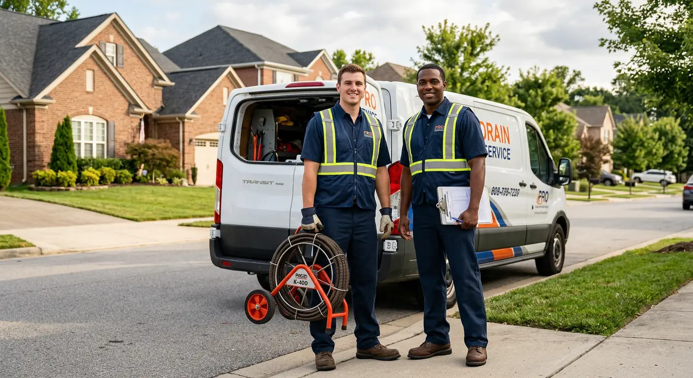 Sewer and drain service team with equipment ready for work in Mauldin