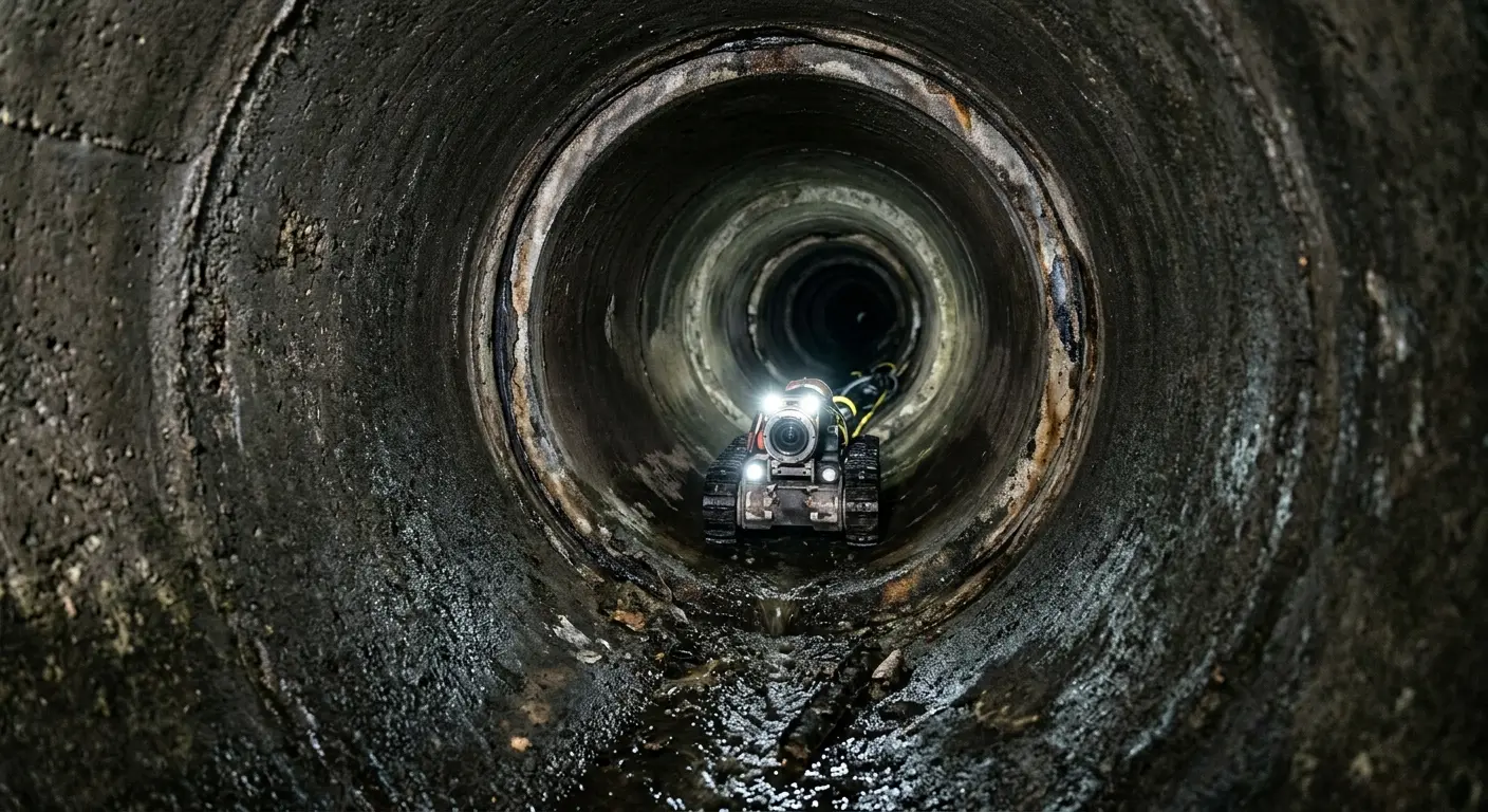 Robotic sewer camera inspecting pipe interior for Sewer Line Cleaning in Mauldin